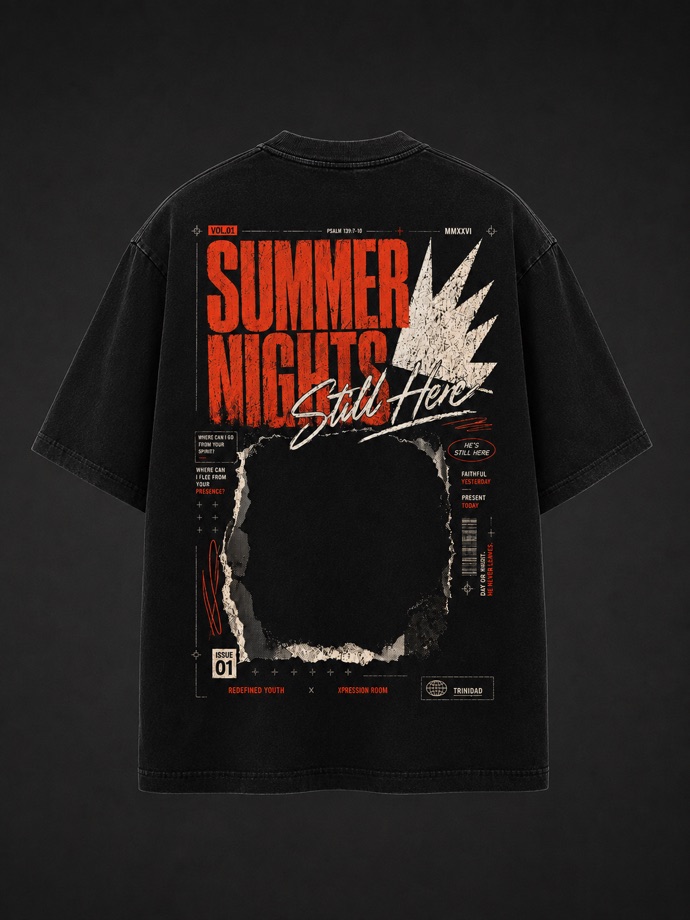 Summer Nights Still Here tee, Black, back print